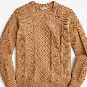 J. Crew Cotton Cable-Knit Sweater, small, camel